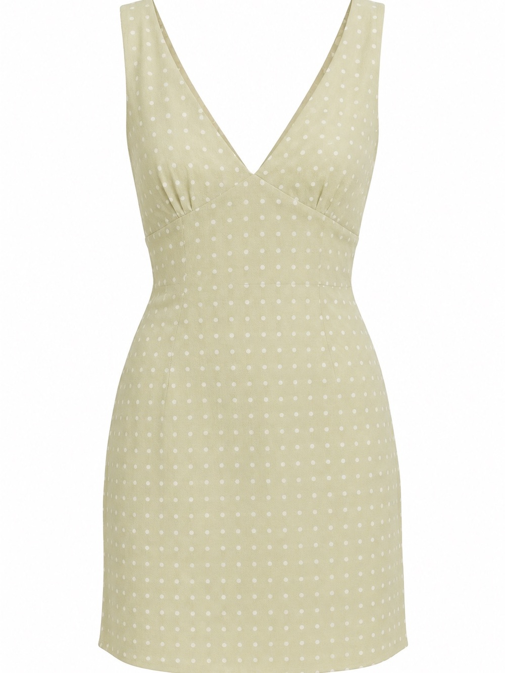 NWT PAIGE Light Sage Polka Dot V-Neck Mini Dress